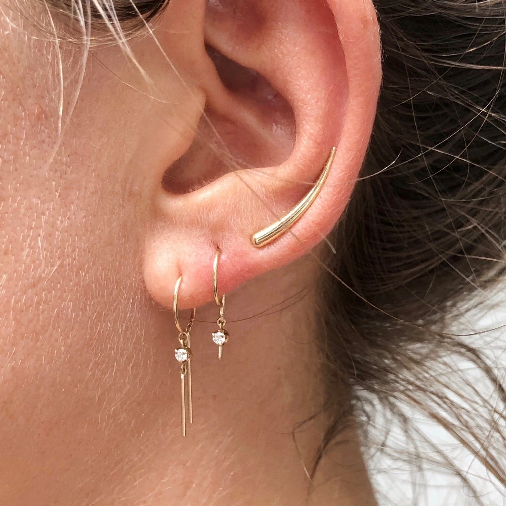 イヤリング Diamond and 5 Gem Stud Earrings - Silver and Gold Jack + G Jack and G jewelry Diamond Chime